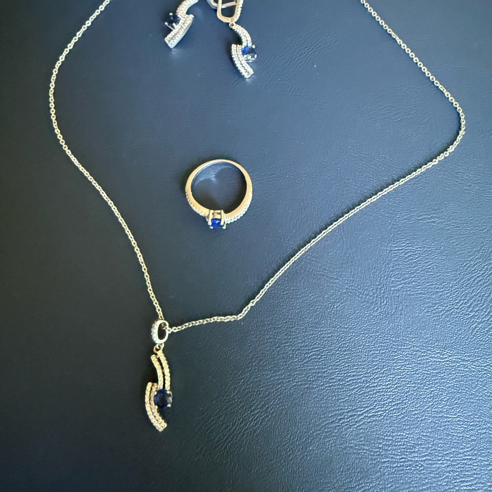 Elegant Silver and Blue Jewelry Set